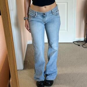 vintage y2k Hollister low waist light wash flare tall jeans 32 inch waist